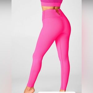 Hot Pink Ribbed Lace Up Fabletics Leggings